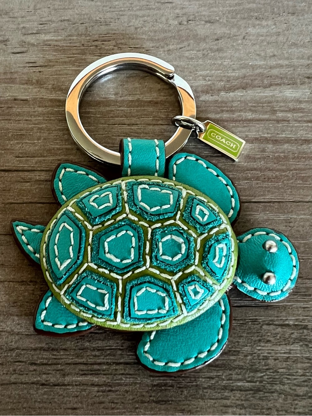 Vintage COACH Leather Sea Turtle Keyfob Key Chain Bag Charm RARE 92095